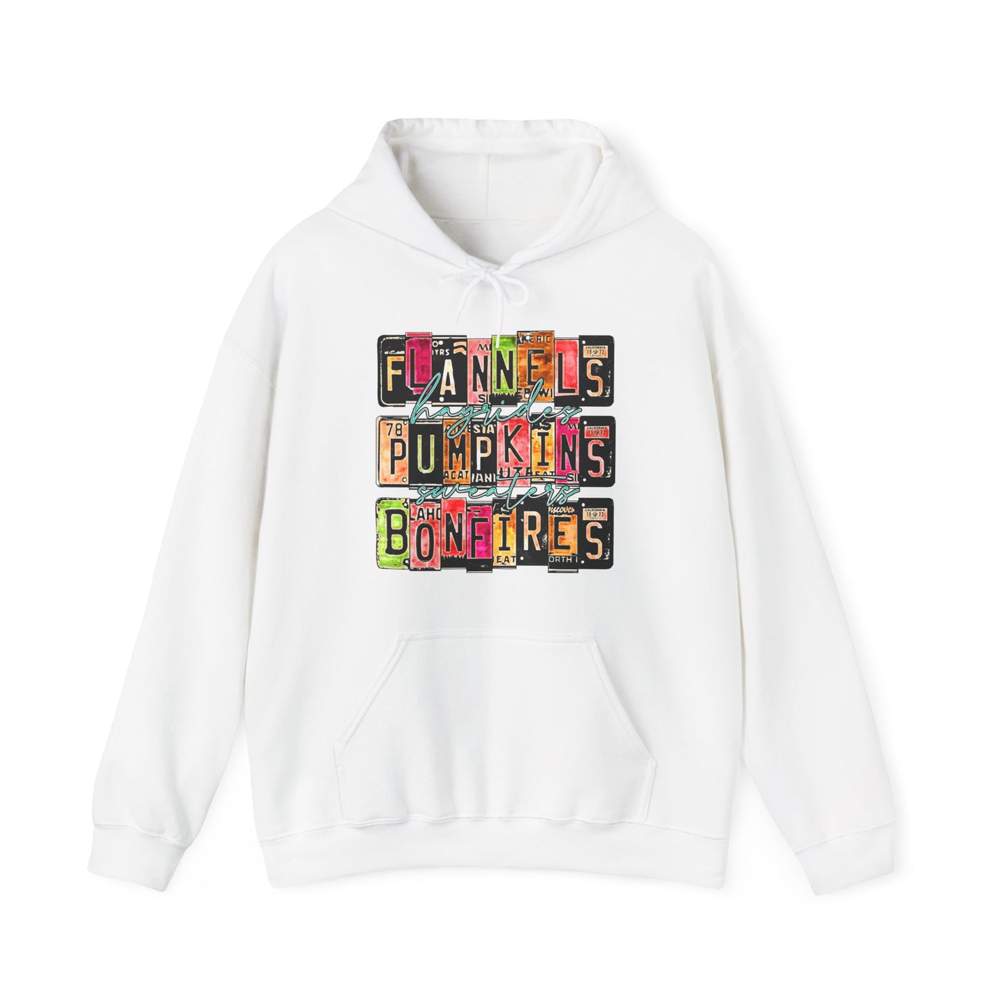 Fall is here License Plate Hooded Sweatshirt