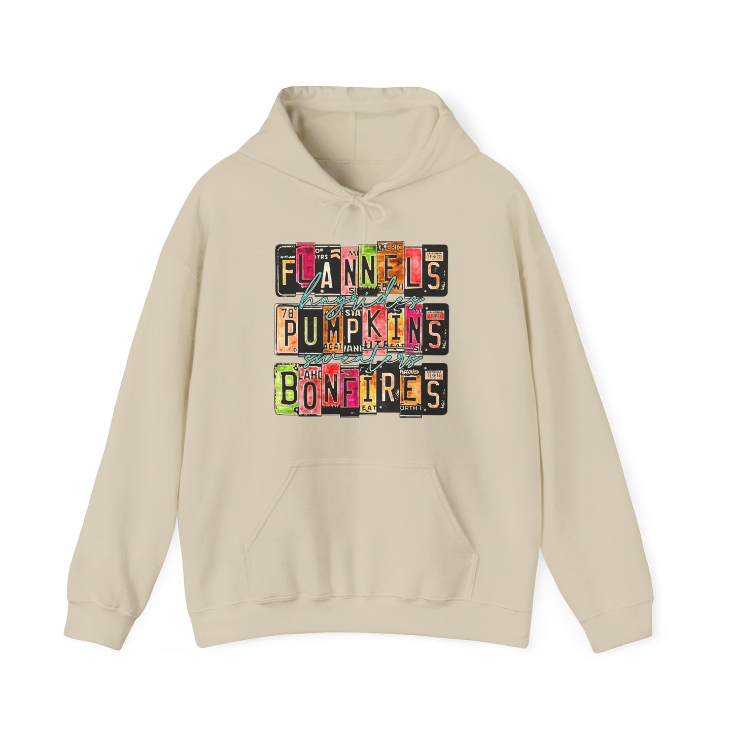 Fall is here License Plate Hooded Sweatshirt