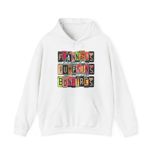Fall is here License Plate Hooded Sweatshirt